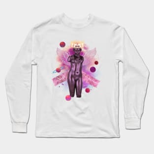 Greek stone floral design No questions planet queen of the universe pink Long Sleeve T-Shirt